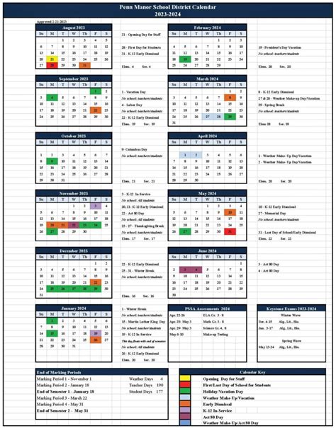 Penn Manor Calendar 2022 23